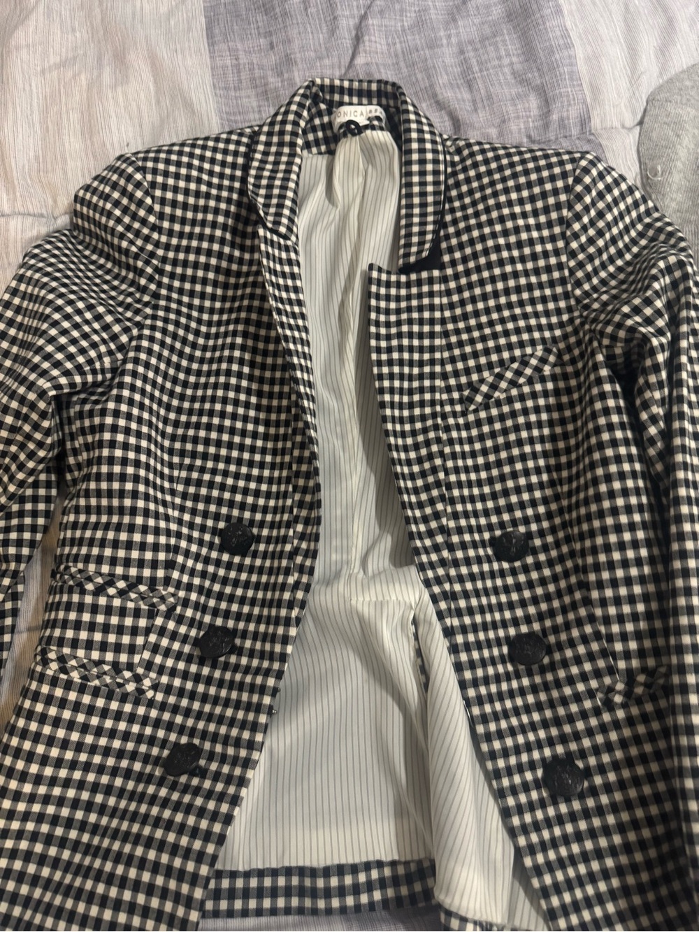 Veronica Beard Cottage Gingham Blazer Black/ White Size 2 Dickey Compatible